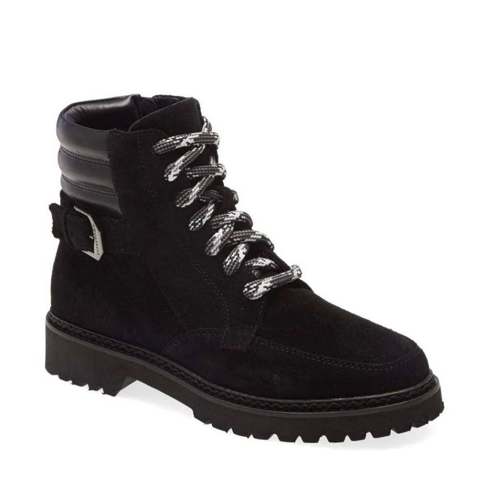 Aquatalia Mayra suede leather quilted hiking zip weatherproof boots combat 9.5